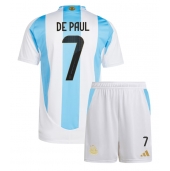 Argentina Rodrigo De Paul #7 Replika Hemmatröja Barn Copa America 2024 Kortärmad (+ byxor)