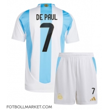 Argentina Rodrigo De Paul #7 Replika Hemmatröja Barn Copa America 2024 Kortärmad (+ byxor)