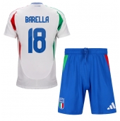 Italien Nicolo Barella #18 Replika Bortatröja Barn EM 2024 Kortärmad (+ byxor)