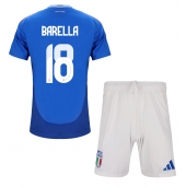 Italien Nicolo Barella #18 Replika Hemmatröja Barn EM 2024 Kortärmad (+ byxor)