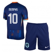 Nederländerna Memphis Depay #10 Replika Bortatröja Barn EM 2024 Kortärmad (+ byxor)