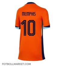 Nederländerna Memphis Depay #10 Replika Hemmatröja Dam EM 2024 Kortärmad