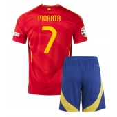 Spanien Alvaro Morata #7 Replika Hemmatröja Barn EM 2024 Kortärmad (+ byxor)